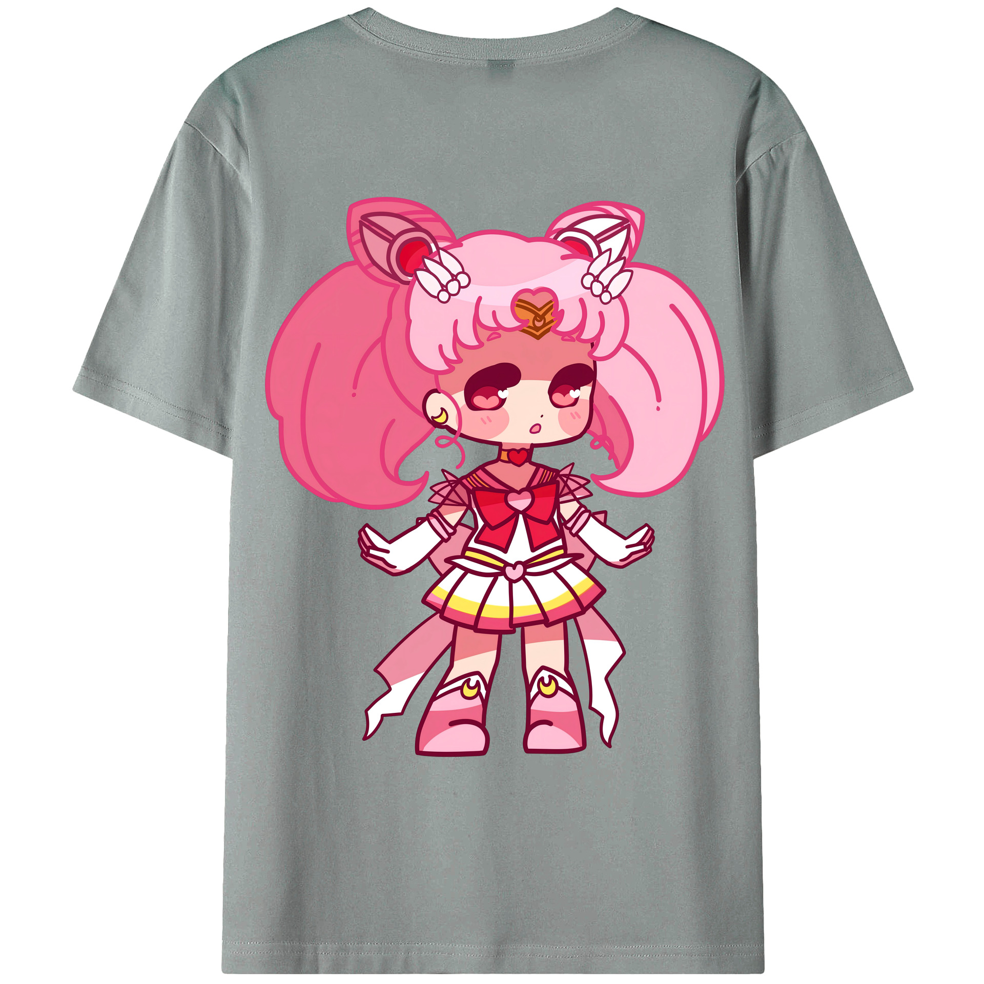 （画像用） 美少女戦士セーラームーン ちびうさ Sailor Moon Chibiusa Tsukino Usagi Small Lady Serenity 綿100％ メンズ半袖Tシャツ（バックプリント） 通気性